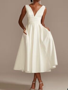 Satin Tea length wedding dress